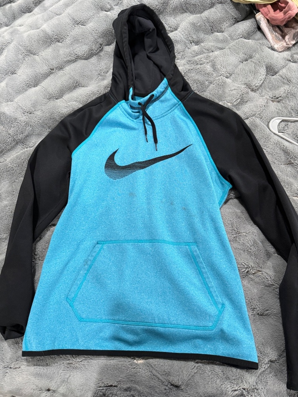 Nike Black & Aqua Blue Hooded Pullover